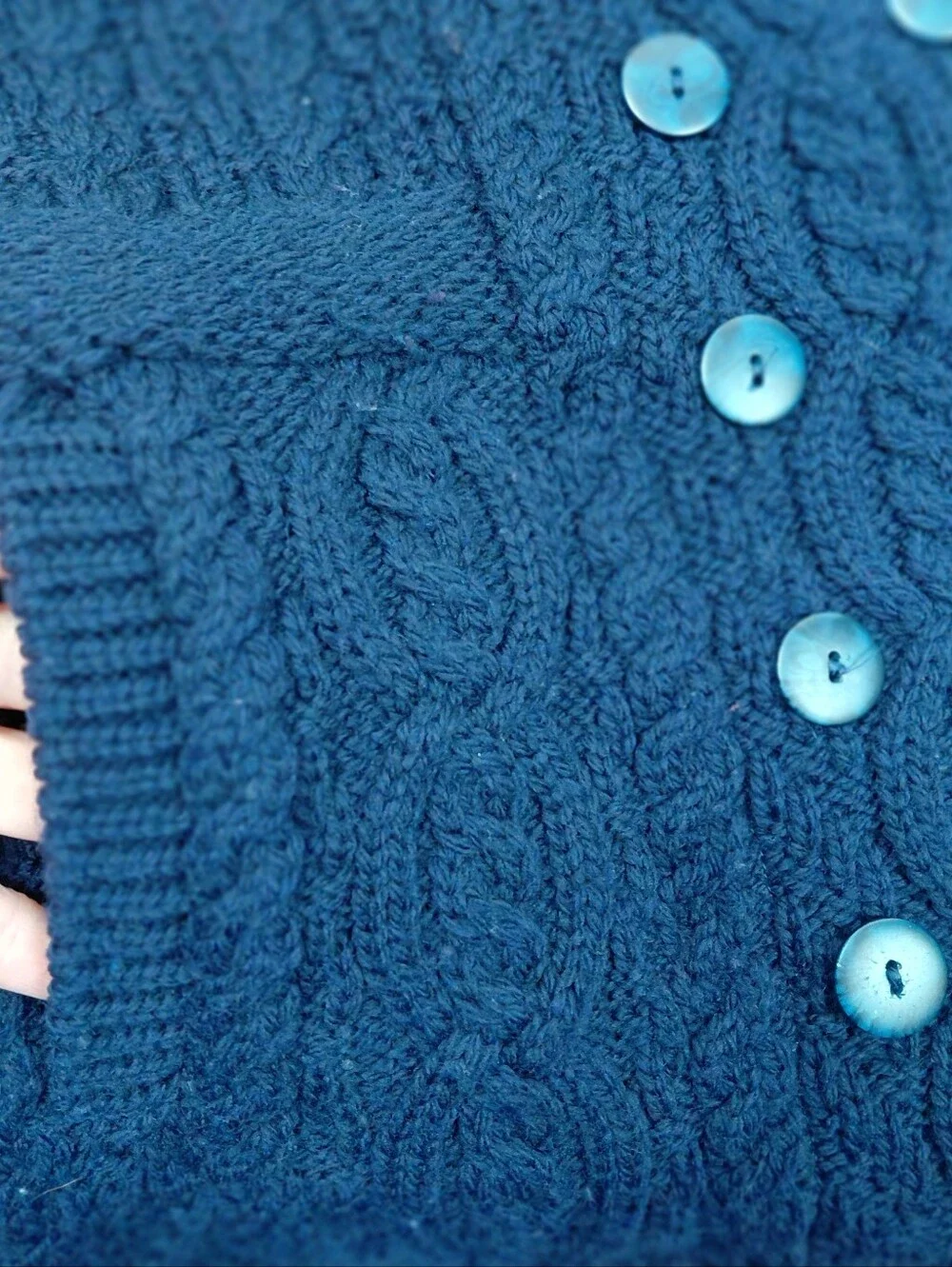 Aran Crafts Double Breasted Merino Wool Cardigan Women's Size Medium Navy Blue